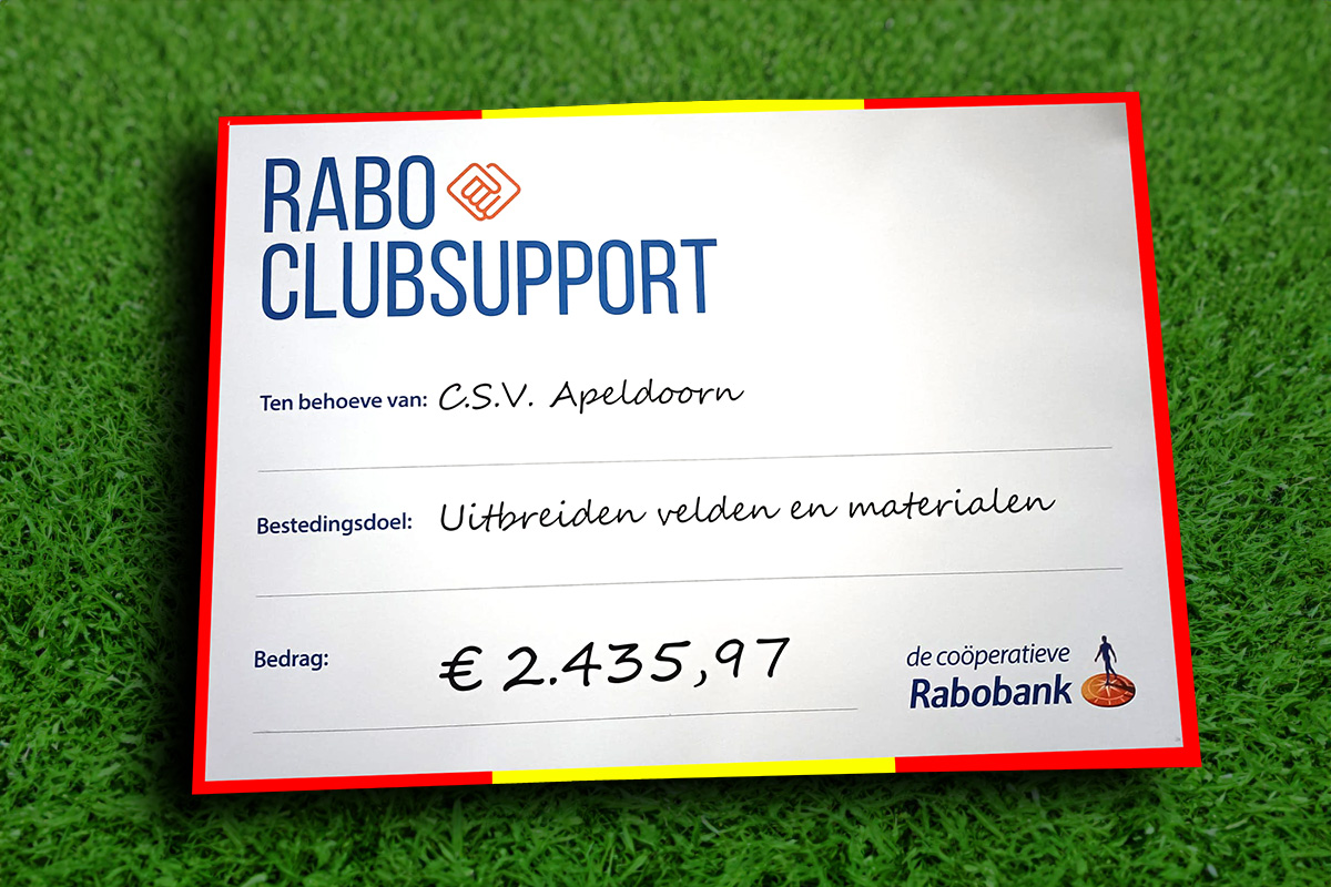 csv Apeldoorn ontvangt prachtige bijdrage Rabo ClubSupport